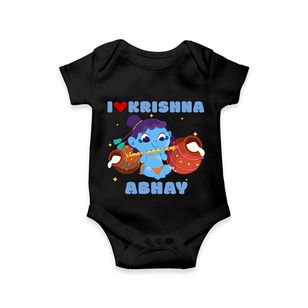 I Love Krishna Romper | Custom Baby Romper for Krishna Fans - BLACK - New Born (Chest 14")