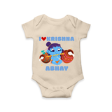 I Love Krishna Romper | Custom Baby Romper for Krishna Fans - IVORY - New Born (Chest 14")