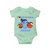 I Love Krishna Romper | Custom Baby Romper for Krishna Fans - MINT GREEN - New Born (Chest 14")