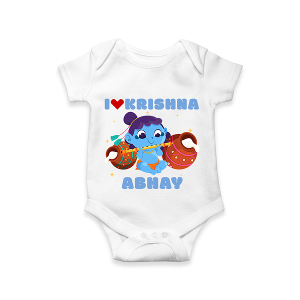 I Love Krishna Romper | Custom Baby Romper for Krishna Fans - WHITE - New Born (Chest 14")