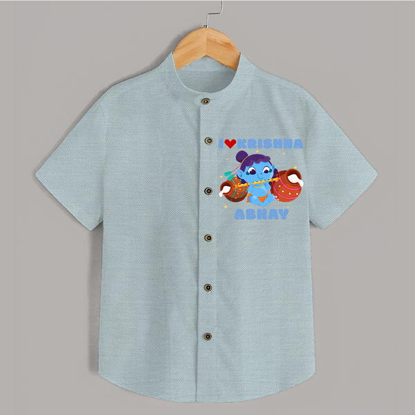 I Love Krishna Shirt | Custom Baby Shirt for Krishna Fans - ARCTIC BLUE - 0 - 6 Months Old (Chest 23")