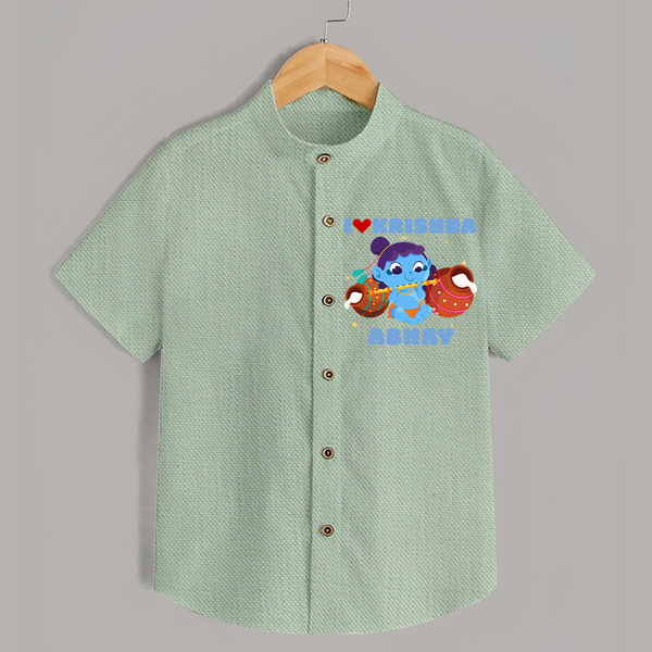 I Love Krishna Shirt | Custom Baby Shirt for Krishna Fans - MINT GREEN - 0 - 6 Months Old (Chest 23")