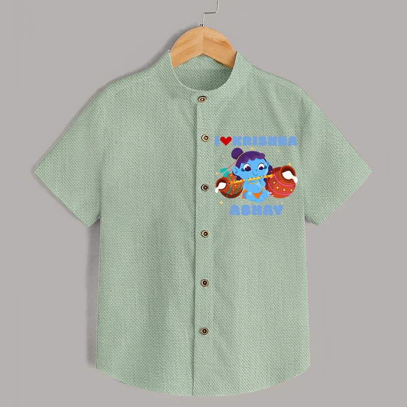 I Love Krishna Shirt | Custom Baby Shirt for Krishna Fans - MINT GREEN - 0 - 6 Months Old (Chest 23")