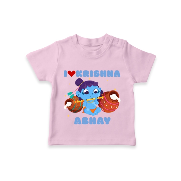 I Love Krishna T-Shirt | Custom Baby T-Shirt for Krishna Fans - BABY PINK - 0-5 Months Old (Chest 17")