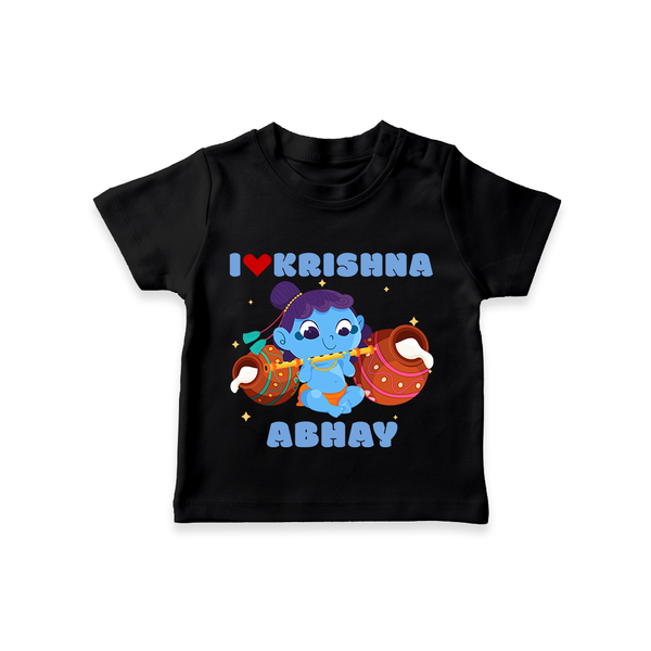 I Love Krishna T-Shirt | Custom Baby T-Shirt for Krishna Fans - BLACK - 0-5 Months Old (Chest 17")