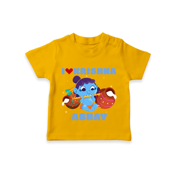 I Love Krishna T-Shirt | Custom Baby T-Shirt for Krishna Fans - CHROME YELLOW - 0-5 Months Old (Chest 17")