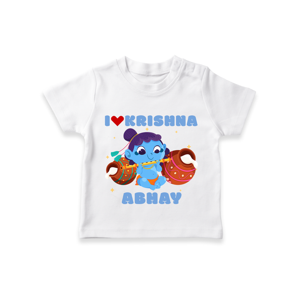 I Love Krishna T-Shirt | Custom Baby T-Shirt for Krishna Fans - WHITE - 0-5 Months Old (Chest 17")