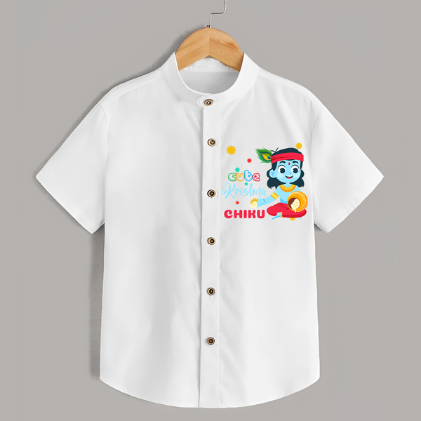 Cute Krishna Shirt | Personalized Baby Shirt for Krishna Lovers - WHITE - 0 - 6 Months Old (Chest 23")