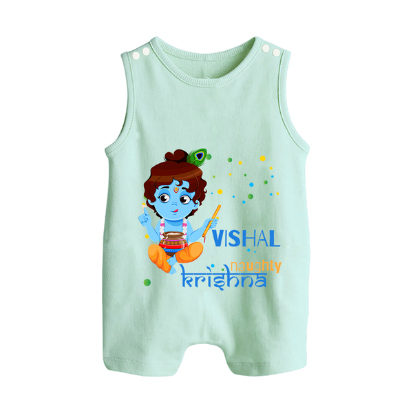Naughty Krishna Romper Suit | Custom Baby Romper Suit for Krishna Enthusiasts - MINT GREEN - 0 - 5 Months Old (Chest 18")