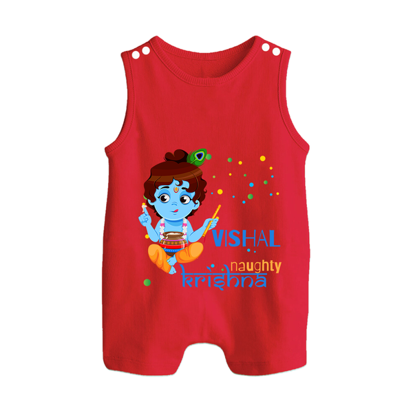 Naughty Krishna Romper Suit | Custom Baby Romper Suit for Krishna Enthusiasts - RED - 0 - 5 Months Old (Chest 18")