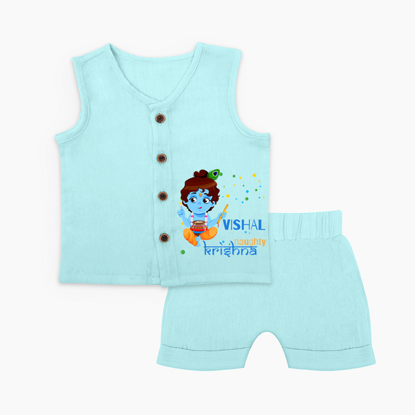 Naughty Krishna Jabla Set | Custom Baby Jabla Set for Krishna Enthusiasts - BABY BLUE - 0 - 3 Months Old (Chest 9.8")