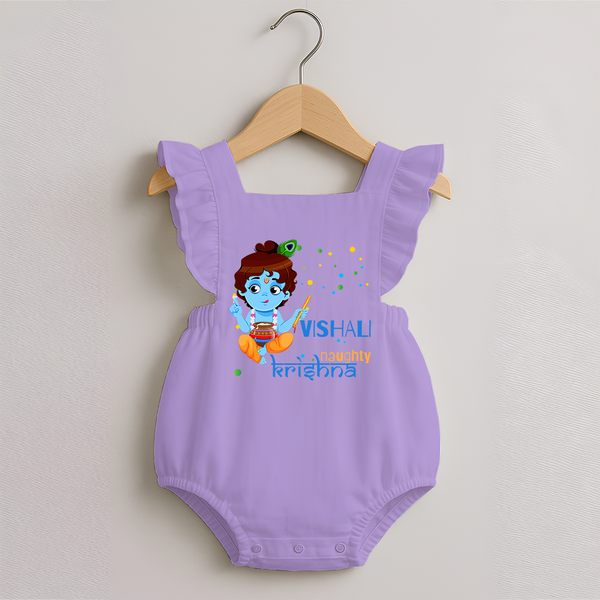 Naughty Krishna Romper Frock | Custom Baby Romper Frock for Krishna Enthusiasts - LILAC - 0 - 3 Months Old (Chest 19")