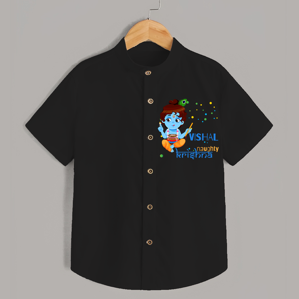 Naughty Krishna Shirt | Custom Baby Shirt for Krishna Enthusiasts - BLACK - 0 - 6 Months Old (Chest 23")