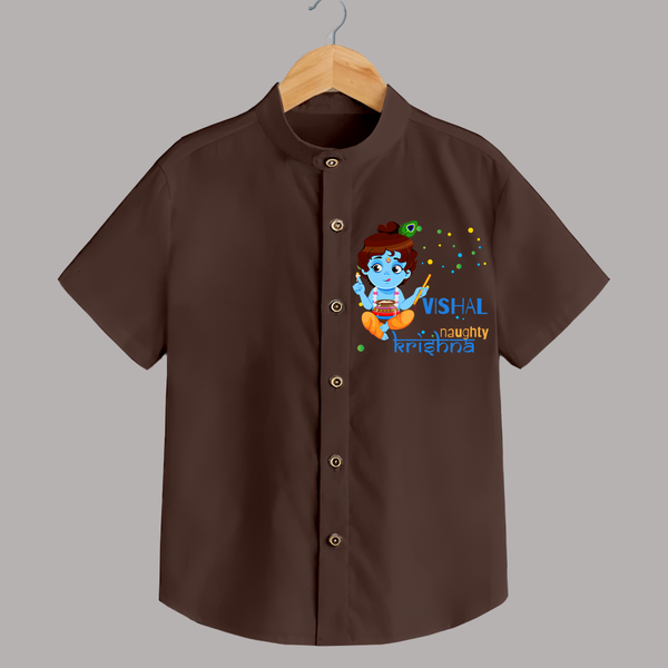 Naughty Krishna Shirt | Custom Baby Shirt for Krishna Enthusiasts - CHOCOLATE BROWN - 0 - 6 Months Old (Chest 23")