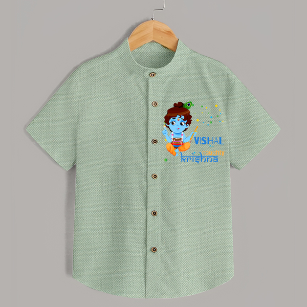 Naughty Krishna Shirt | Custom Baby Shirt for Krishna Enthusiasts - MINT GREEN - 0 - 6 Months Old (Chest 23")