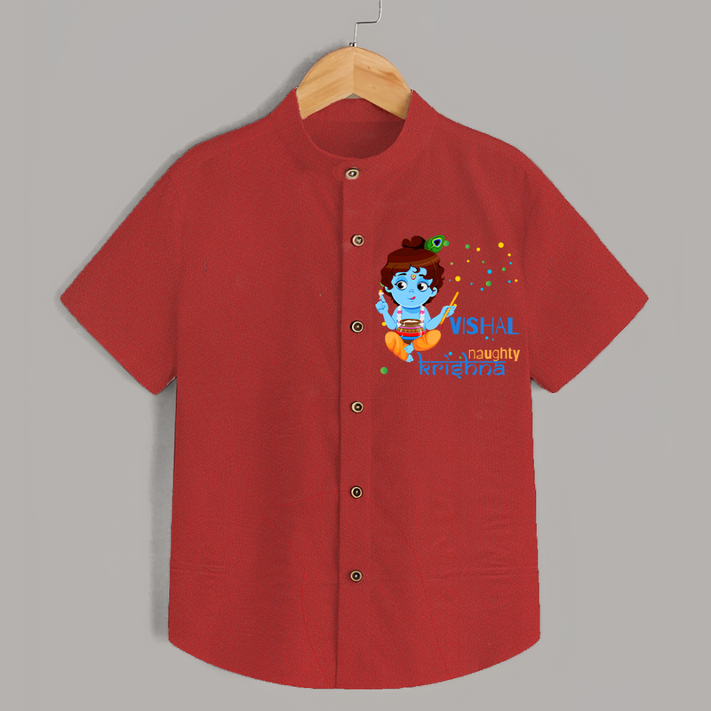 Naughty Krishna Shirt | Custom Baby Shirt for Krishna Enthusiasts - RED - 0 - 6 Months Old (Chest 23")
