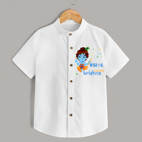 Naughty Krishna Shirt | Custom Baby Shirt for Krishna Enthusiasts - WHITE - 0 - 6 Months Old (Chest 23")