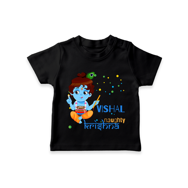 Naughty Krishna T-Shirt | Custom Baby T-Shirt for Krishna Enthusiasts - BLACK - 0-5 Months Old (Chest 17")