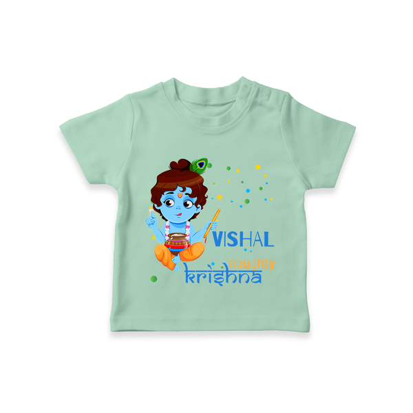 Naughty Krishna T-Shirt | Custom Baby T-Shirt for Krishna Enthusiasts - MINT GREEN - 0-5 Months Old (Chest 17")