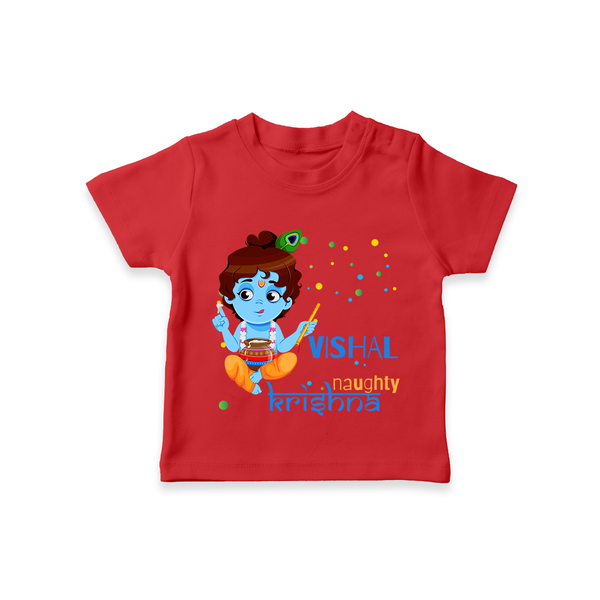 Naughty Krishna T-Shirt | Custom Baby T-Shirt for Krishna Enthusiasts - RED - 0-5 Months Old (Chest 17")