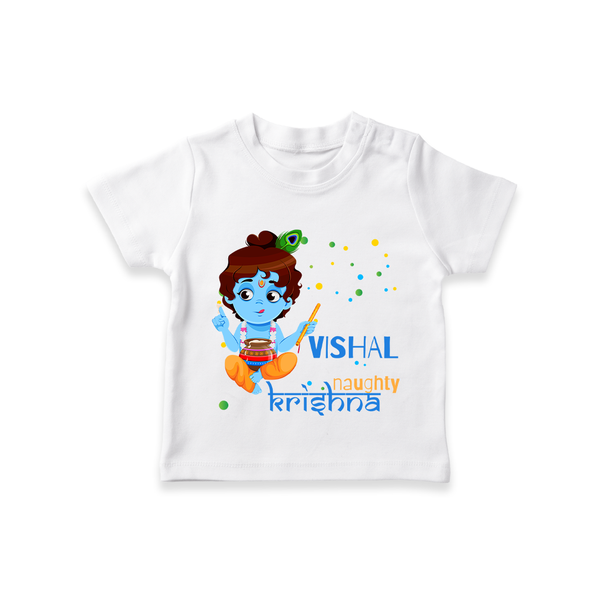 Naughty Krishna T-Shirt | Custom Baby T-Shirt for Krishna Enthusiasts - WHITE - 0-5 Months Old (Chest 17")
