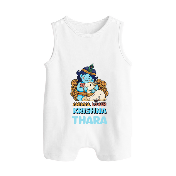 Animal Lover Krishna Romper Suit | Personalized Baby Romper Suit for Krishna Fans - WHITE - 0 - 5 Months Old (Chest 18")