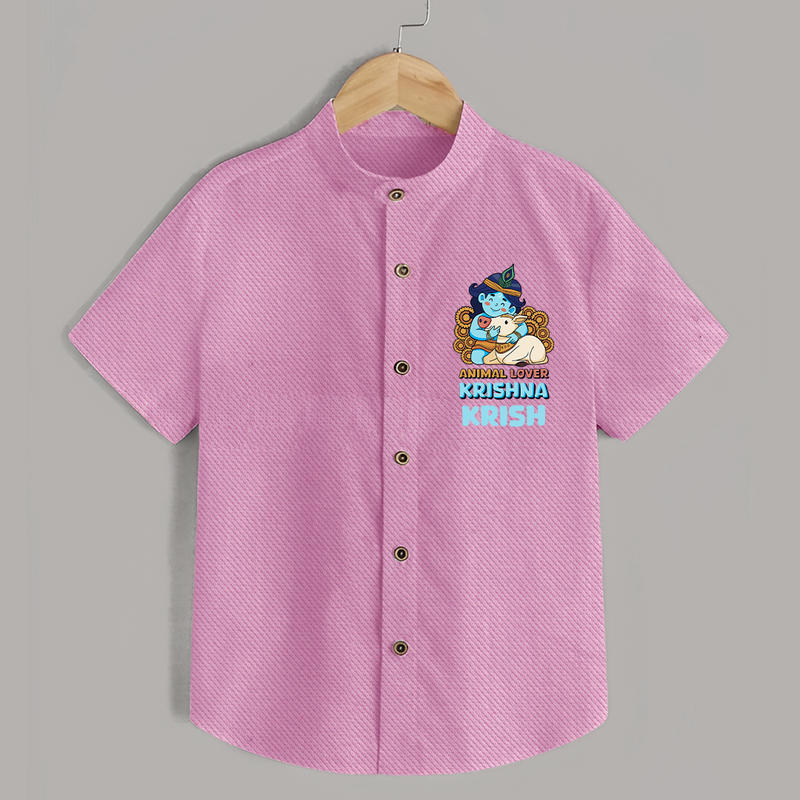 Animal Lover Krishna Shirt | Personalized Baby Shirt for Krishna Fans - BABY PINK - 0 - 6 Months Old (Chest 23")