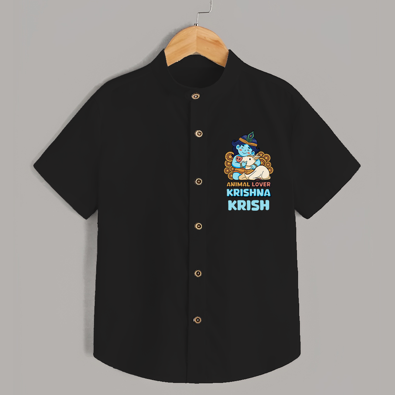 Animal Lover Krishna Shirt | Personalized Baby Shirt for Krishna Fans - BLACK - 0 - 6 Months Old (Chest 23")