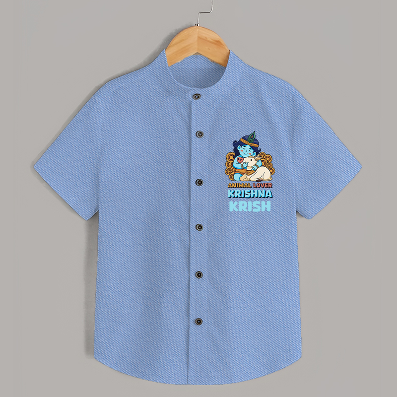 Animal Lover Krishna Shirt | Personalized Baby Shirt for Krishna Fans - SKY BLUE - 0 - 6 Months Old (Chest 23")