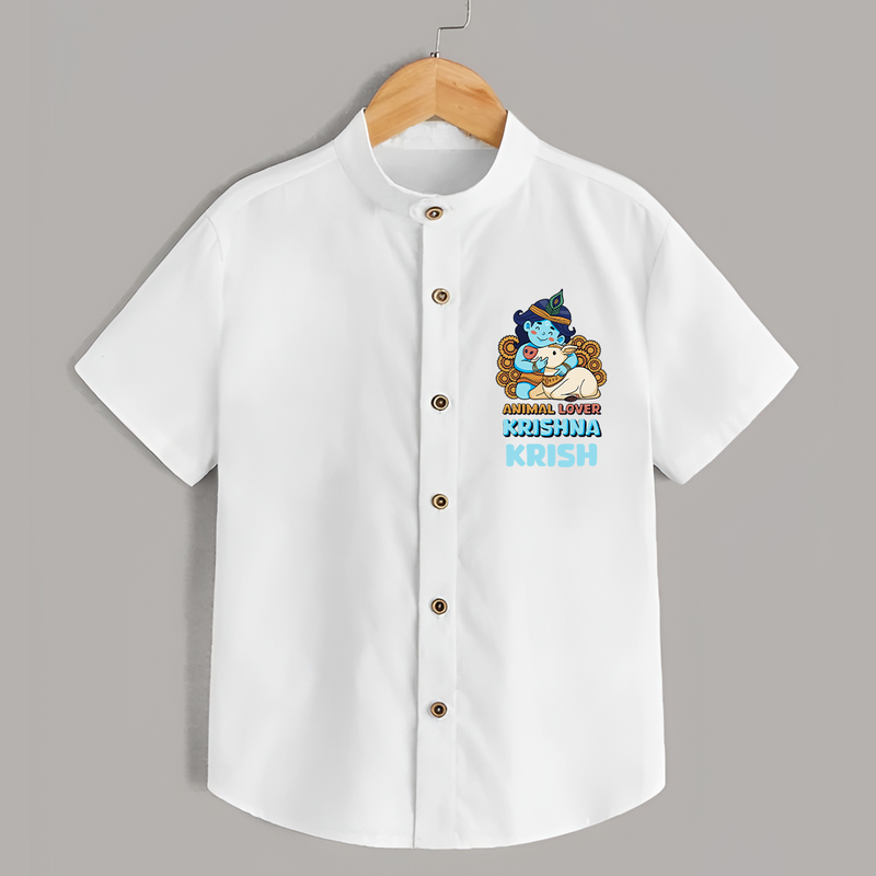 Animal Lover Krishna Shirt | Personalized Baby Shirt for Krishna Fans - WHITE - 0 - 6 Months Old (Chest 23")
