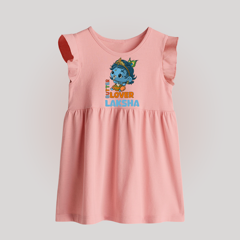 Butter Lover Baby Frock | Personalized Baby Frock for Krishna Celebrations - BABY PINK - 0 - 3 Months Old (Chest 17")