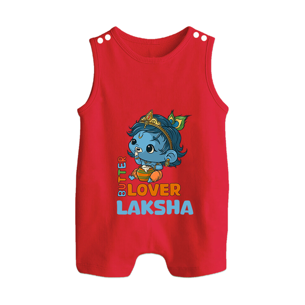 Butter Lover Romper Suit | Personalized Baby Romper Suit for Krishna Celebrations - RED - 0 - 5 Months Old (Chest 18")