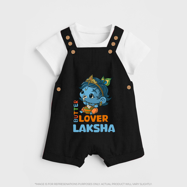 Butter Lover Dungaree Set | Personalized Baby Dungaree Set for Krishna Celebrations - BLACK - 0 - 5 Months Old (Chest 18")