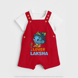Butter Lover Dungaree Set | Personalized Baby Dungaree Set for Krishna Celebrations - RED - 0 - 5 Months Old (Chest 18")