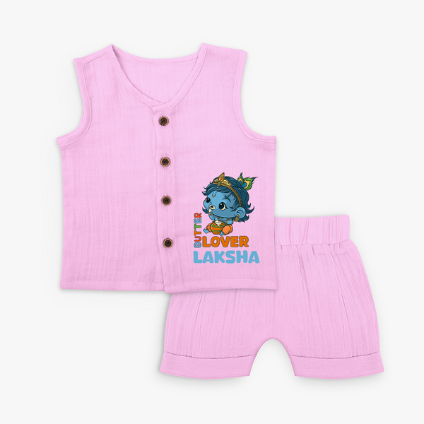 Butter Lover Jabla Set | Personalized Baby Jabla Set for Krishna Celebrations - BABY PINK - 0 - 3 Months Old (Chest 9.8")