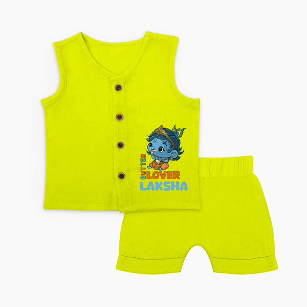 Butter Lover Jabla Set | Personalized Baby Jabla Set for Krishna Celebrations - LIME GREEN - 0 - 3 Months Old (Chest 9.8")