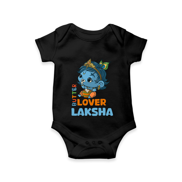 Butter Lover Romper | Personalized Baby Romper for Krishna Celebrations - BLACK - New Born (Chest 14")