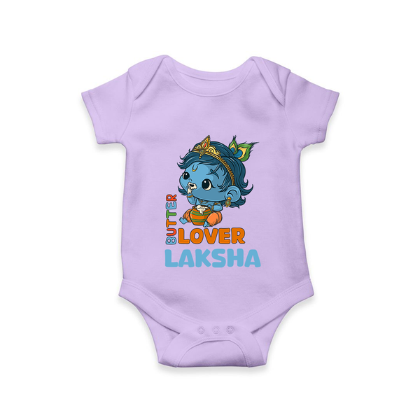 Butter Lover Romper | Personalized Baby Romper for Krishna Celebrations - LILAC - New Born (Chest 14")
