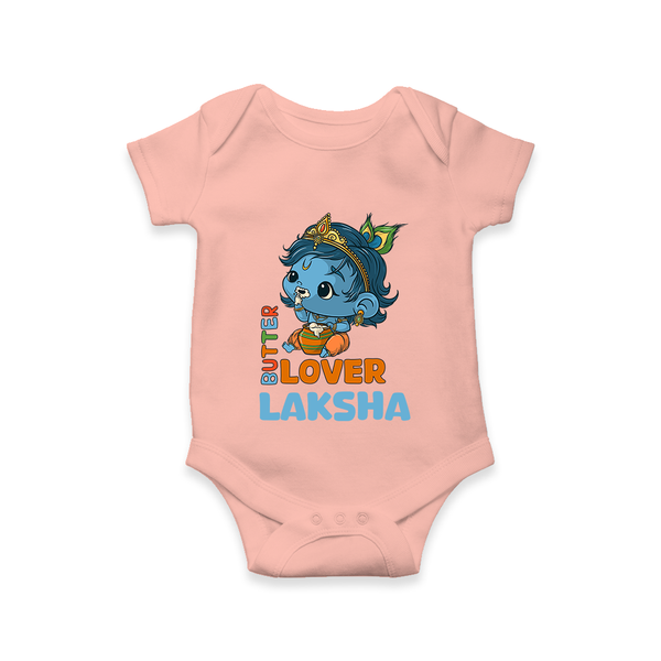 Butter Lover Romper | Personalized Baby Romper for Krishna Celebrations - PEACH - New Born (Chest 14")