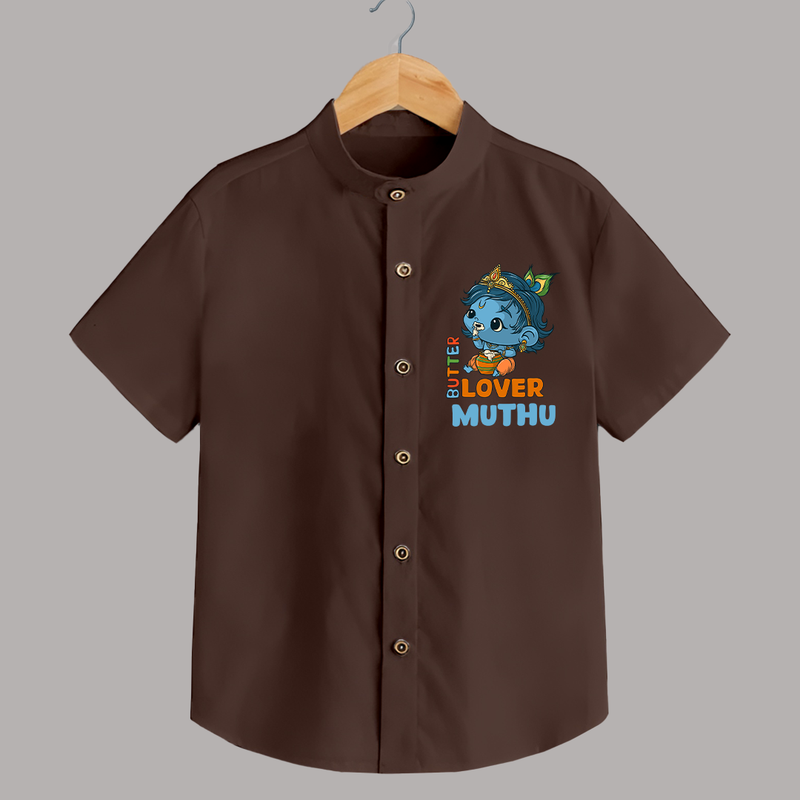 Butter Lover Shirt | Personalized Baby Shirt for Krishna Celebrations - CHOCOLATE BROWN - 0 - 6 Months Old (Chest 23")