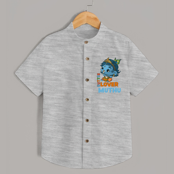 Butter Lover Shirt | Personalized Baby Shirt for Krishna Celebrations - GREY - 0 - 6 Months Old (Chest 23")