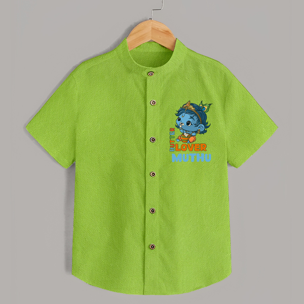 Butter Lover Shirt | Personalized Baby Shirt for Krishna Celebrations - LIME GREEN - 0 - 6 Months Old (Chest 23")