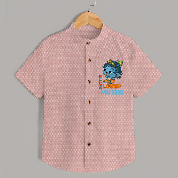 Butter Lover Shirt | Personalized Baby Shirt for Krishna Celebrations - PEACH - 0 - 6 Months Old (Chest 23")
