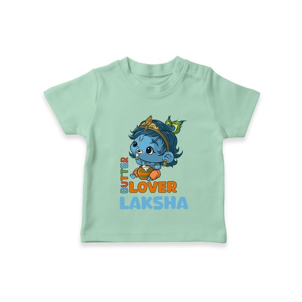 Butter Lover T-Shirt | Personalized Baby T-Shirt for Krishna Celebrations - MINT GREEN - 0-5 Months Old (Chest 17")