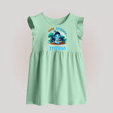 Cute Krishna Baby Frock | Custom Baby Frock for Krishna Fans - MINT GREEN - 0 - 3 Months Old (Chest 17")