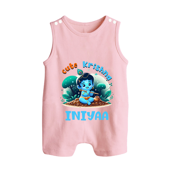 Cute Krishna Romper Suit | Custom Baby Romper Suit for Krishna Fans - BABY PINK - 0 - 5 Months Old (Chest 18")