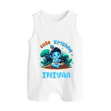 Cute Krishna Romper Suit | Custom Baby Romper Suit for Krishna Fans - WHITE - 0 - 5 Months Old (Chest 18")