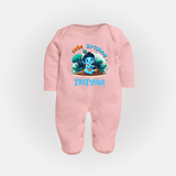Cute Krishna Sleep Suit | Custom Baby Sleep Suit for Krishna Fans - BABY PINK - New Born (Chest 7.5")