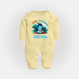 Cute Krishna Sleep Suit | Custom Baby Sleep Suit for Krishna Fans - PASTEL YELLOW - New Born (Chest 7.5")
