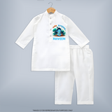 Cute Krishna Kurta Set | Custom Baby Kurta Set for Krishna Fans - WHITE - 3 - 6 Months Old (Chest 24", Kurta Length 14'', Waist 19", Pant Length 14")